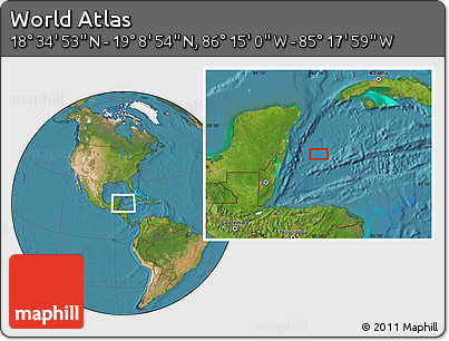 Satellite Location Map of the Area around 18° 51' 53" N, 85° 46' 30" W