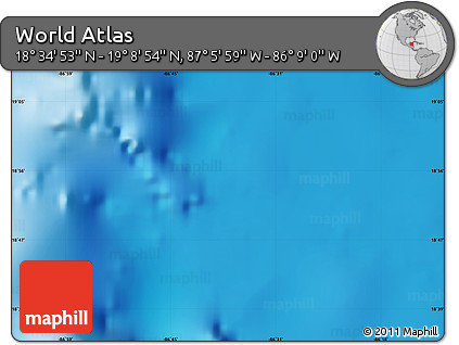 Physical Map of the Area around 18° 51' 53" N, 86° 37' 30" W