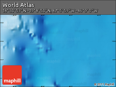 Physical Map of the Area around 18° 51' 53" N, 86° 37' 30" W