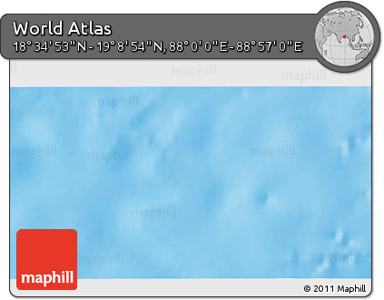 Physical 3D Map of the Area around 18° 51' 53" N, 88° 28' 29" E