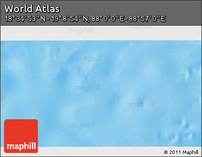 Physical 3D Map of the Area around 18° 51' 53" N, 88° 28' 29" E