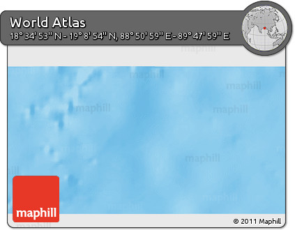 Physical 3D Map of the Area around 18° 51' 53" N, 89° 19' 29" E
