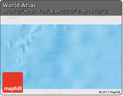 Physical 3D Map of the Area around 18° 51' 53" N, 89° 19' 29" E