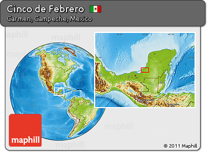 Physical Location Map of Cinco De Febrero