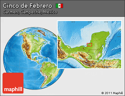 Physical Location Map of Cinco De Febrero