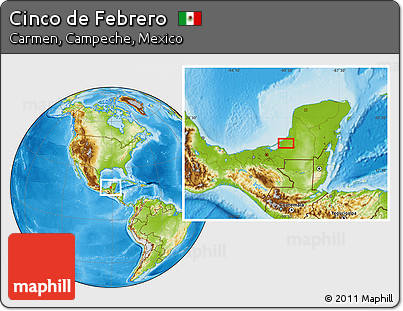 Physical Location Map of Cinco De Febrero