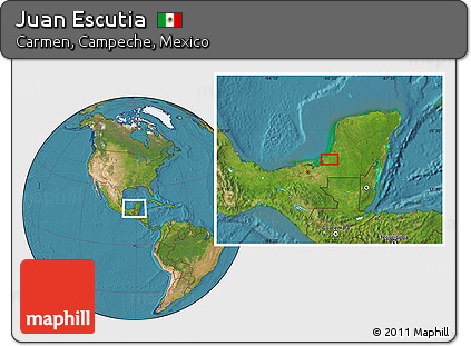Satellite Location Map of Juan Escutia