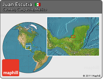 Satellite Location Map of Juan Escutia
