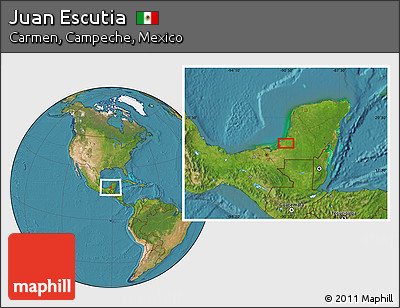 Satellite Location Map of Juan Escutia