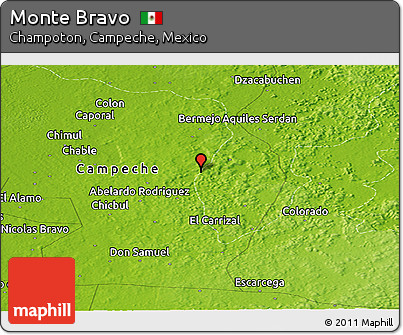 Physical Panoramic Map of Monte Bravo