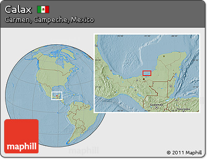 Savanna Style Location Map of Calax, hill shading