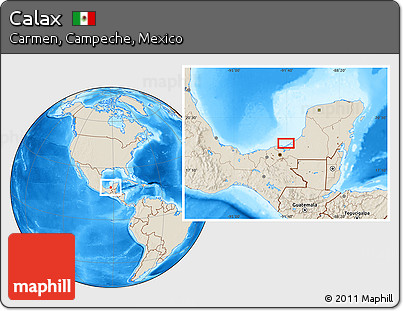 Shaded Relief Location Map of Calax