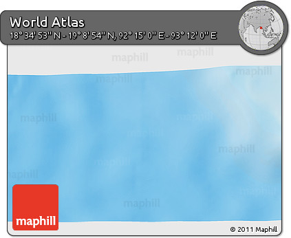 Physical 3D Map of the Area around 18° 51' 53" N, 92° 43' 29" E