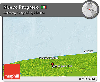 Physical 3D Map of Nuevo Progreso