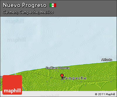 Physical 3D Map of Nuevo Progreso