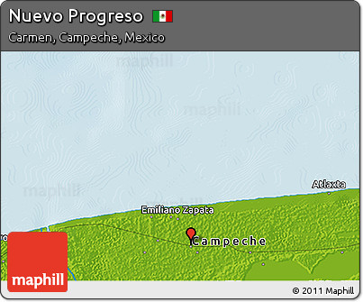 Physical 3D Map of Nuevo Progreso