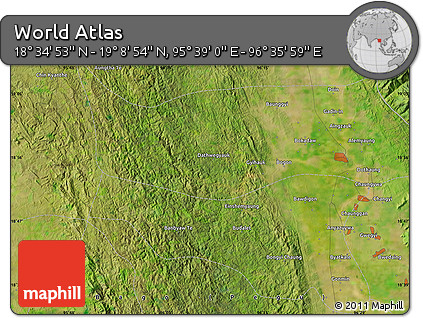 Satellite Map of the Area around 18° 51' 53" N, 96° 7' 30" E