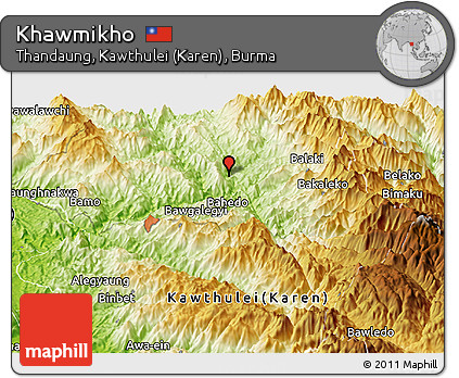 Physical Panoramic Map of Khawmikho