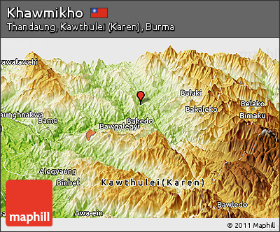 Physical Panoramic Map of Khawmikho