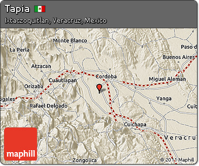 Shaded Relief 3D Map of Tapia