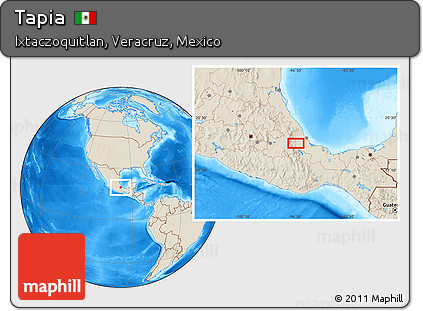 Shaded Relief Location Map of Tapia