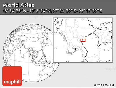 Blank Location Map of the Area around 18° 51' 53" N, 97° 49' 29" E
