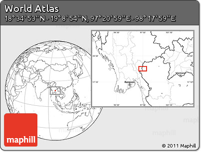 Blank Location Map of the Area around 18° 51' 53" N, 97° 49' 29" E