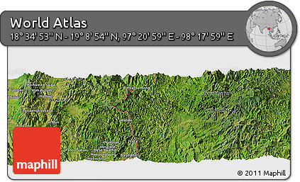 Satellite Panoramic Map of the Area around 18° 51' 53" N, 97° 49' 29" E
