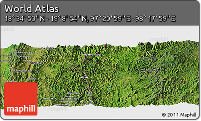 Satellite Panoramic Map of the Area around 18° 51' 53" N, 97° 49' 29" E