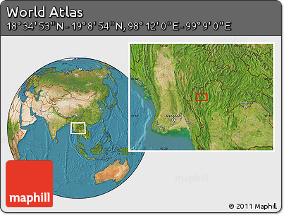 Satellite Location Map of the Area around 18° 51' 53" N, 98° 40' 30" E