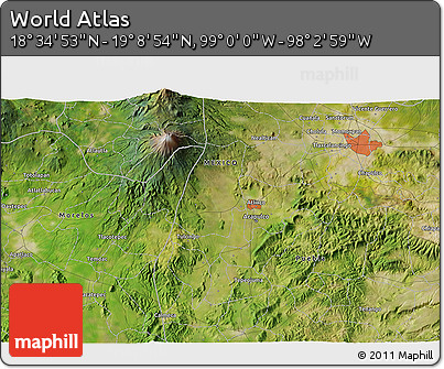 Satellite 3D Map of the Area around 18° 51' 53" N, 98° 31' 30" W