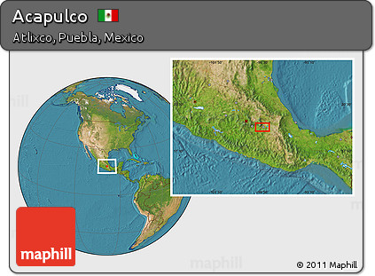 Satellite Location Map of Acapulco