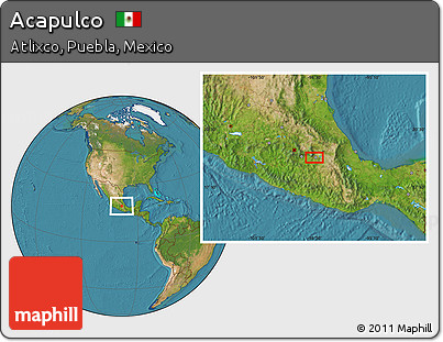 Satellite Location Map of Acapulco