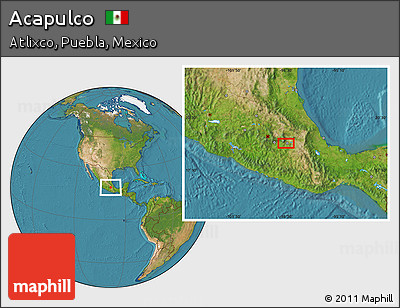 Satellite Location Map of Acapulco