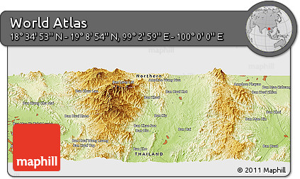 Physical Panoramic Map of the Area around 18° 51' 53" N, 99° 31' 30" E