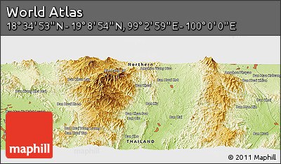 Physical Panoramic Map of the Area around 18° 51' 53" N, 99° 31' 30" E