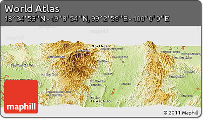 Physical Panoramic Map of the Area around 18° 51' 53" N, 99° 31' 30" E