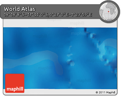 Physical 3D Map of the Area around 18° 1' 4" S, 0° 55' 29" E