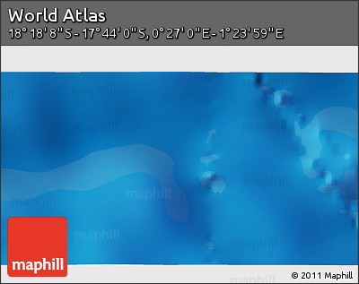 Physical 3D Map of the Area around 18° 1' 4" S, 0° 55' 29" E