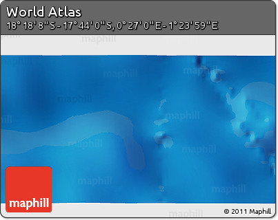 Physical 3D Map of the Area around 18° 1' 4" S, 0° 55' 29" E