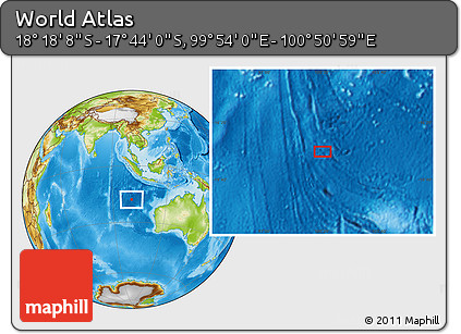 Physical Location Map of the Area around 18° 1' 4" S, 100° 22' 30" E