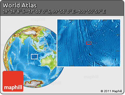 Physical Location Map of the Area around 18° 1' 4" S, 100° 22' 30" E