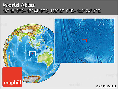 Physical Location Map of the Area around 18° 1' 4" S, 102° 55' 30" E