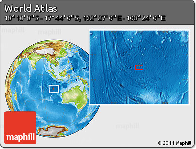 Physical Location Map of the Area around 18° 1' 4" S, 102° 55' 30" E