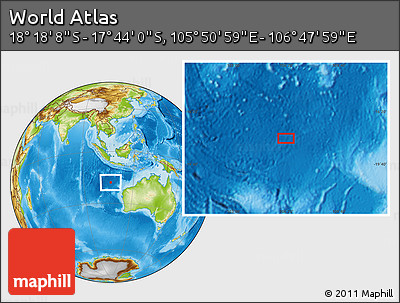 Physical Location Map of the Area around 18° 1' 4" S, 106° 19' 29" E