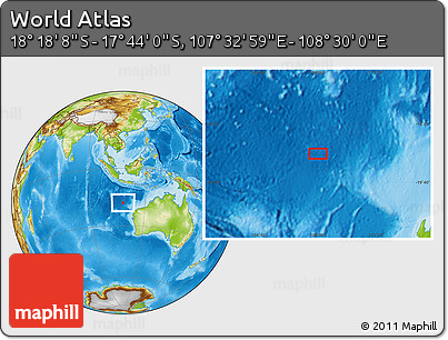 Physical Location Map of the Area around 18° 1' 4" S, 108° 1' 30" E