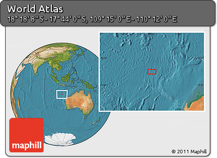 Satellite Location Map of the Area around 18° 1' 4" S, 109° 43' 29" E