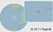Savanna Style Location Map of the area around 18° 1' 4" S, 109° 34' 29" W, hill shading