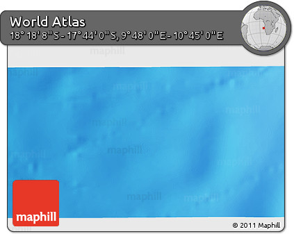 Physical 3D Map of the Area around 18° 1' 4" S, 10° 16' 30" E