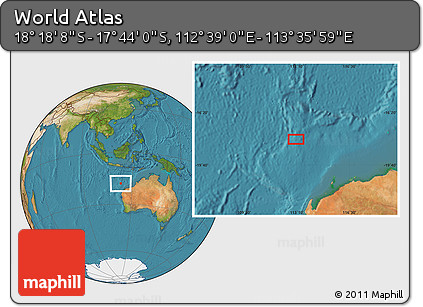 Satellite Location Map of the Area around 18° 1' 4" S, 113° 7' 30" E